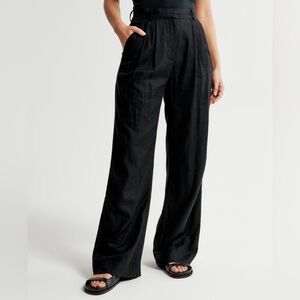 Abercrombie & Fitch Curve Love Sloane Tailored Linen-Blend Pant